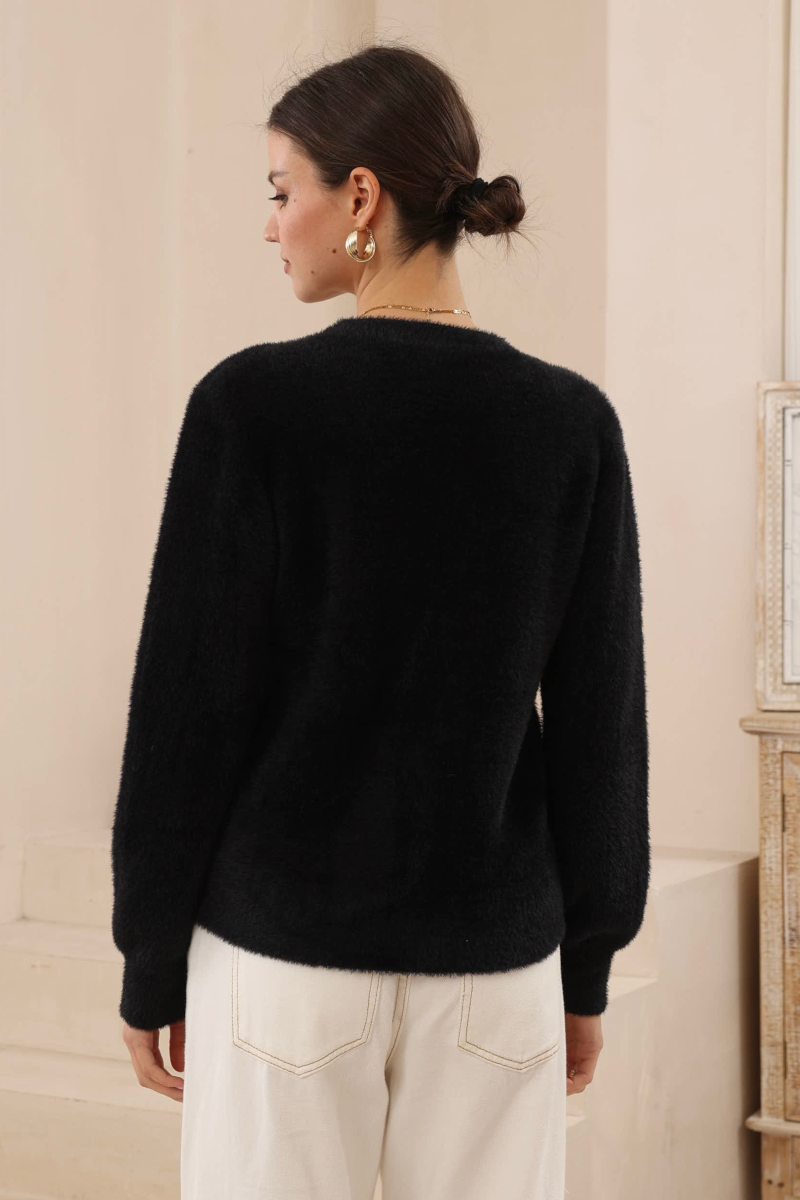 Starlet Fluffy Cardigan Black