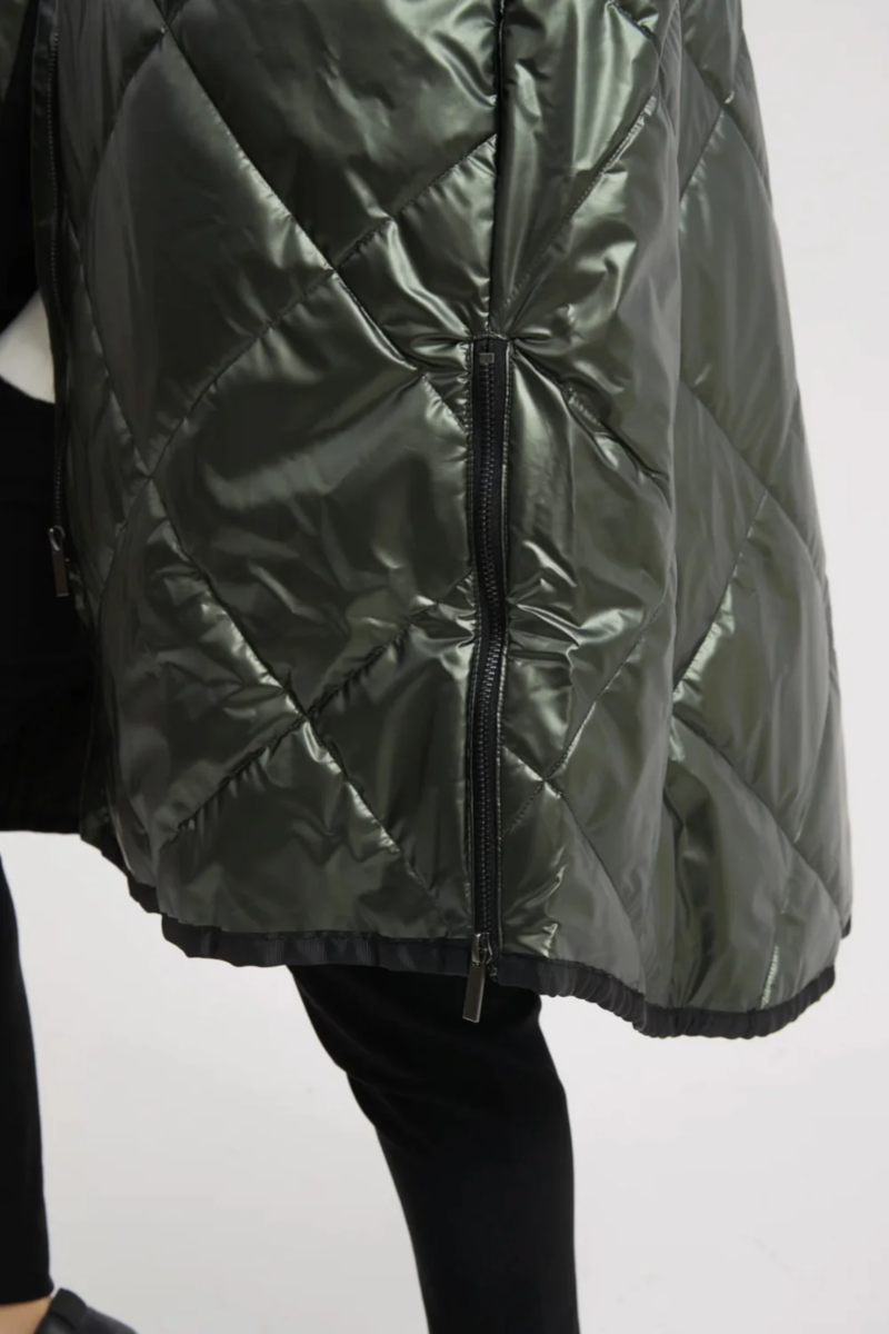 Tirelli - Metallic Zip Hem Winter Coat Dark Green