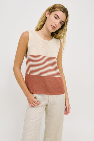 Emma Stripe Tank Terracotta