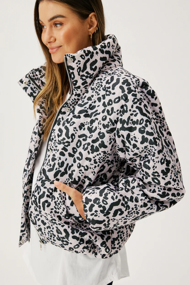 Cartel & Willow - Lillie Puffer Jacket Creme Leopard