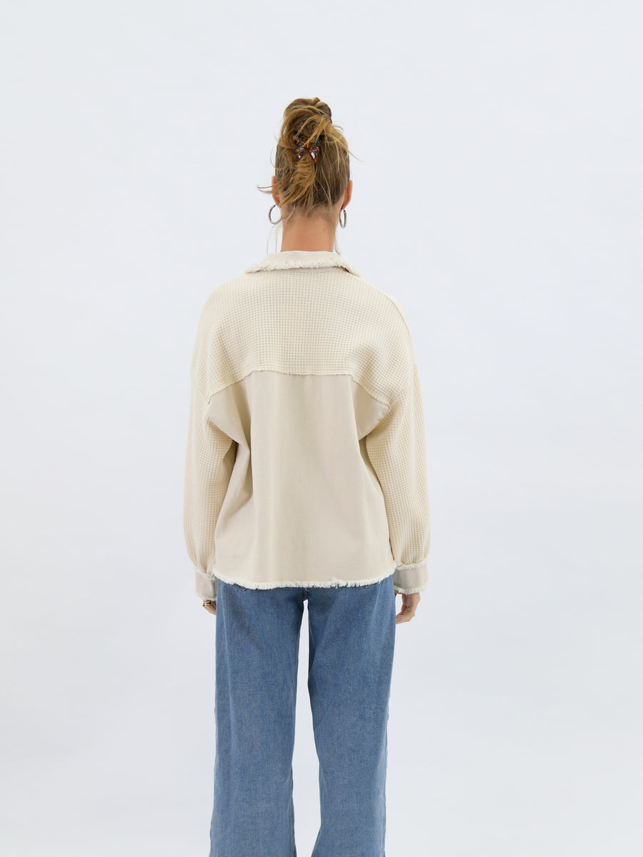 Waffle Knit Shacket Biege