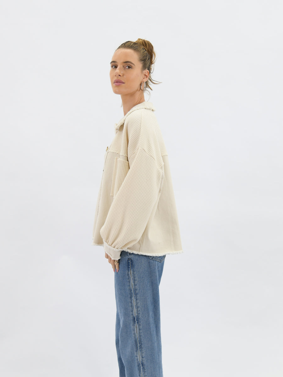 Waffle Knit Shacket Biege