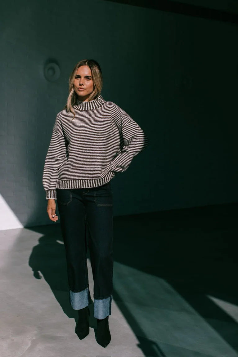 Billie Stripe Knit Chocolate