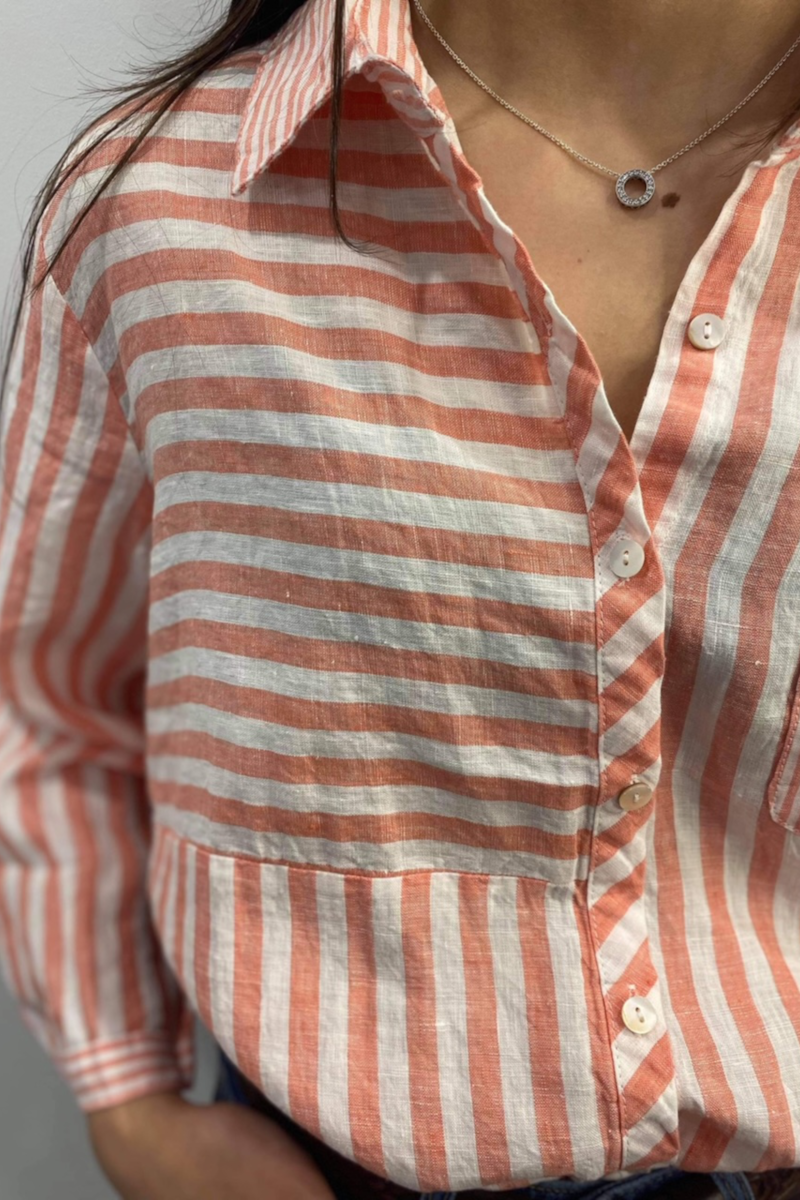 Worthier - Linen Stripe Shirt Orange