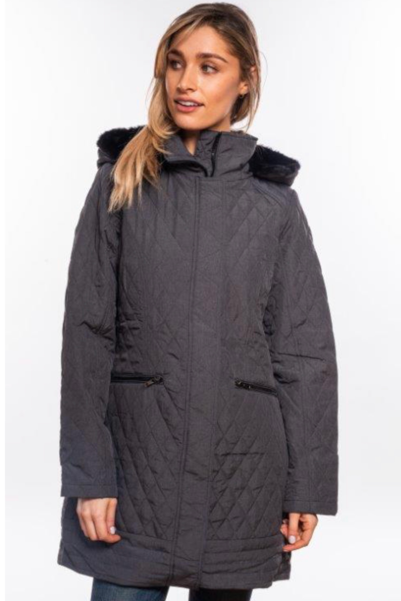 Sabena - Textured Quilted Anorak Charcoal