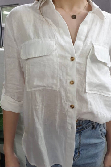 Renee - Jacinta Linen Shirt White