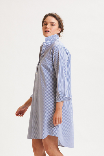 Shirty - Popover Shirtdress Navy Stripe