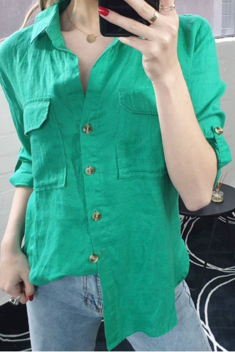 Renee - Jacinta Linen Shirt Green