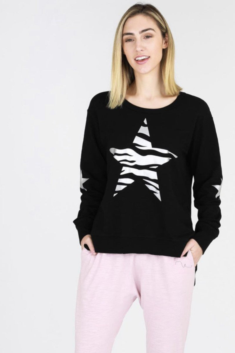 Third Story - Zebra Star Sweater Black