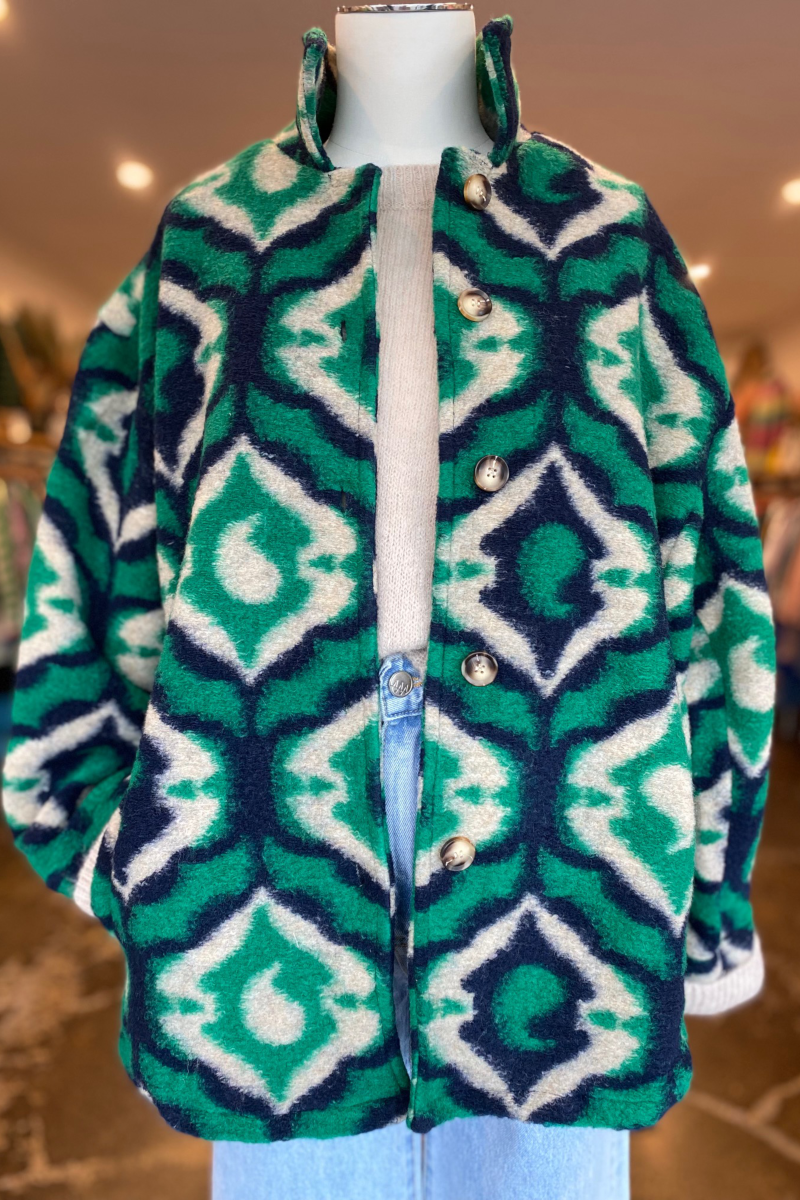 Patterned Jacket - Emerald/Blue