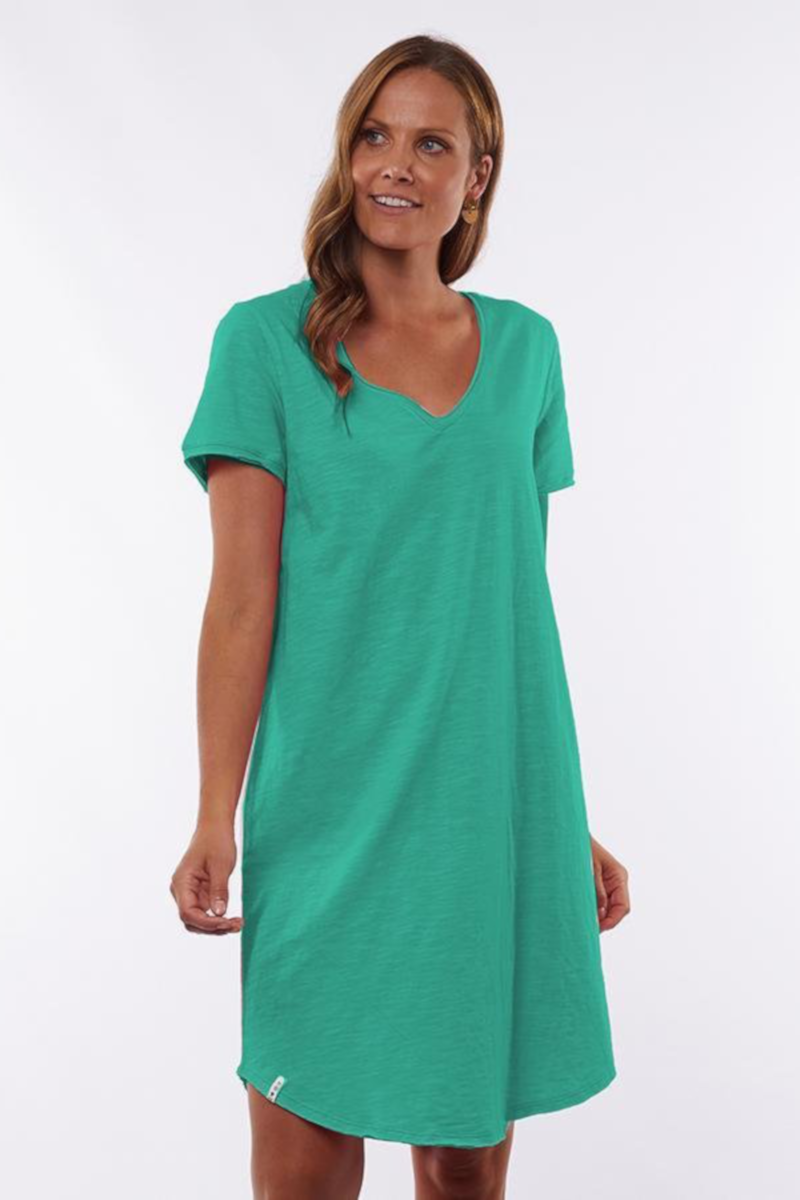 Elm - Mary Textured Tee Dress Bright Green