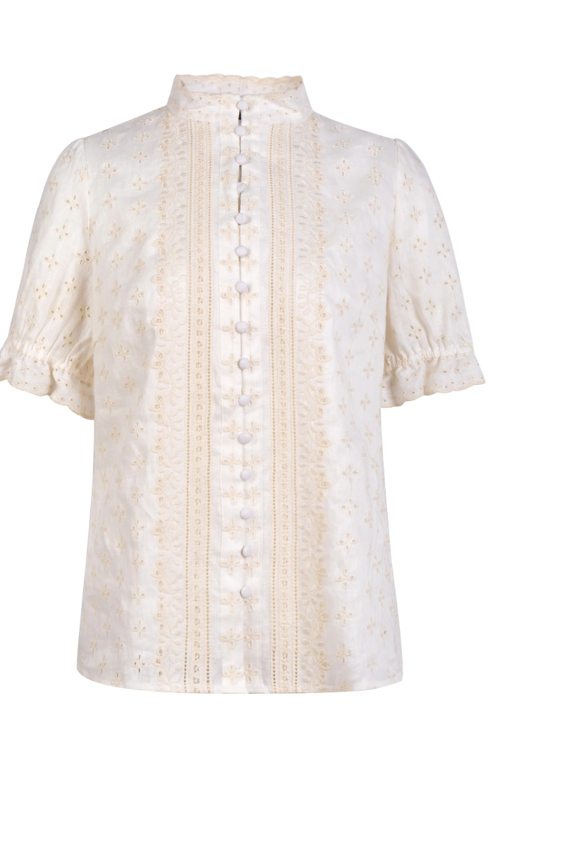 Laure Embroidered Blouse Cream