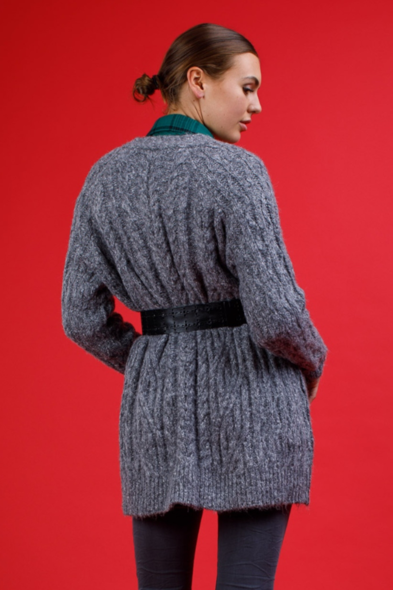 Inzagi - Wool Cable Knit Grey
