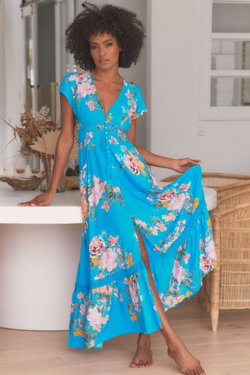 Jaase - Blue Lagoon Print Romi Maxi Dress
