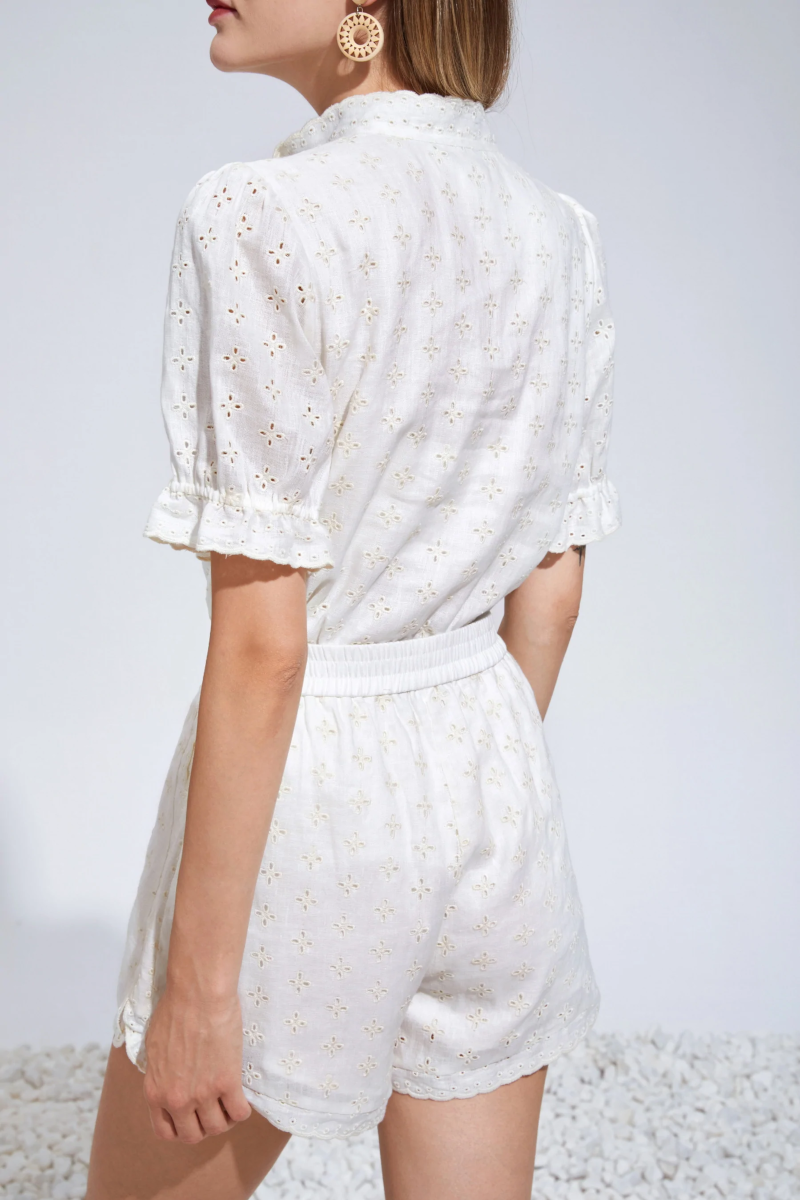 Laure Embroidered Blouse Cream