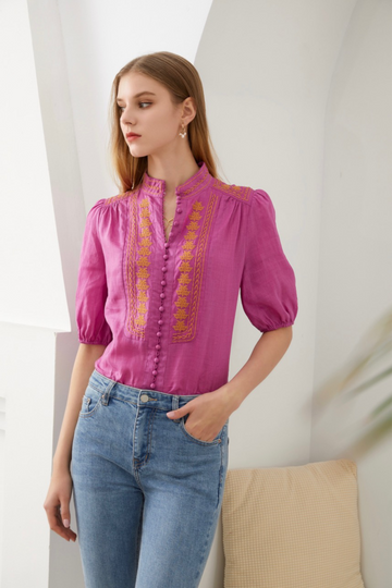 Pierre Embroidered Blouse violet