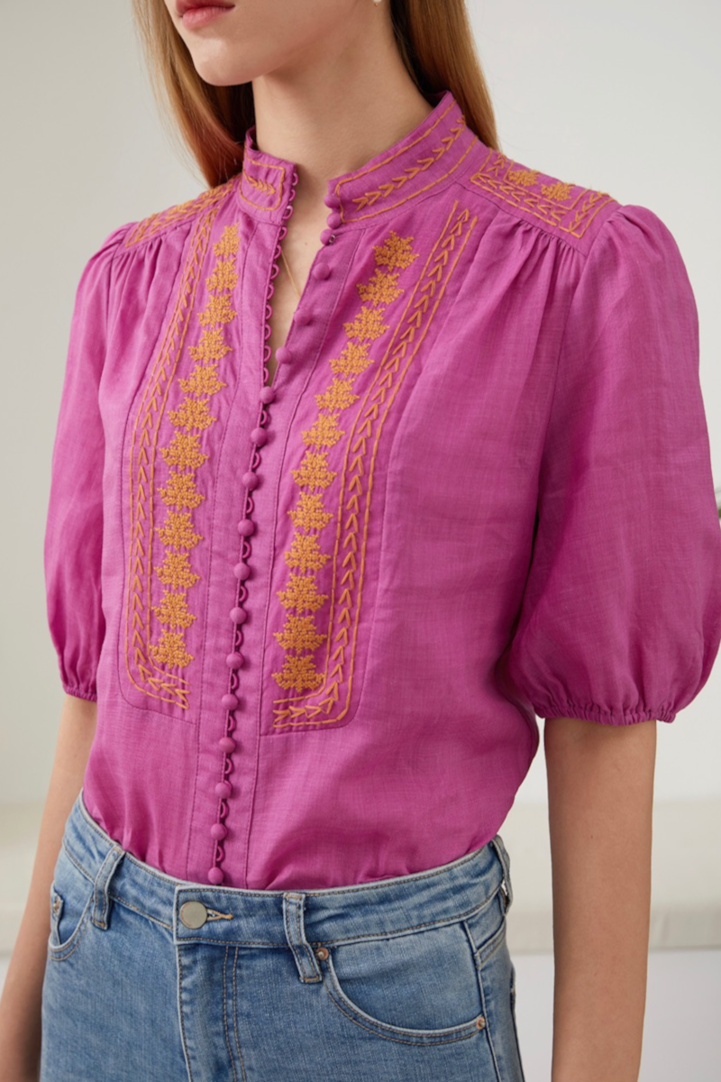 Pierre Embroidered Blouse violet